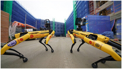 롯데인재개발원 오산캠퍼스 재건축 현장에서 테스트 진행 중인 스팟.    롯데건설 제공